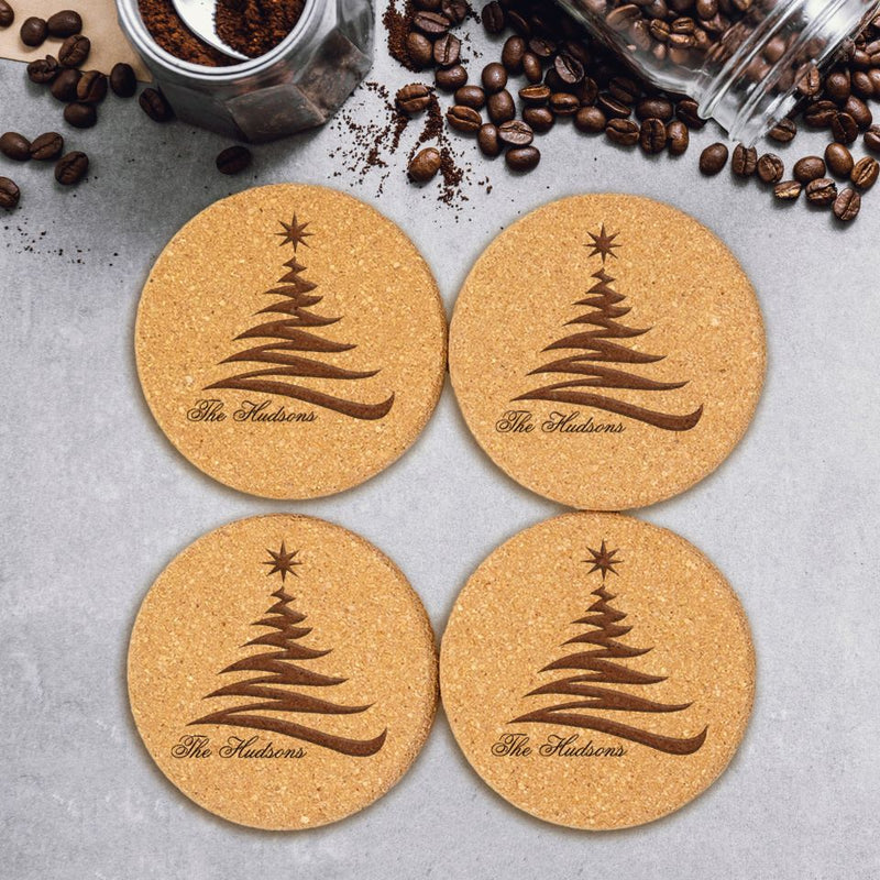 Personalized Christmas Cork Coasters