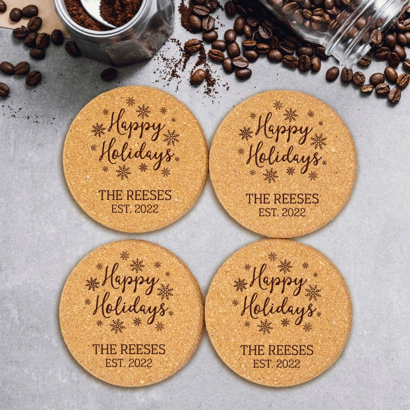 Personalized Christmas Cork Coasters