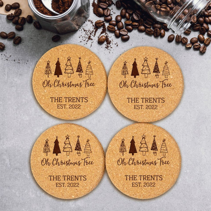 Personalized Christmas Cork Coasters