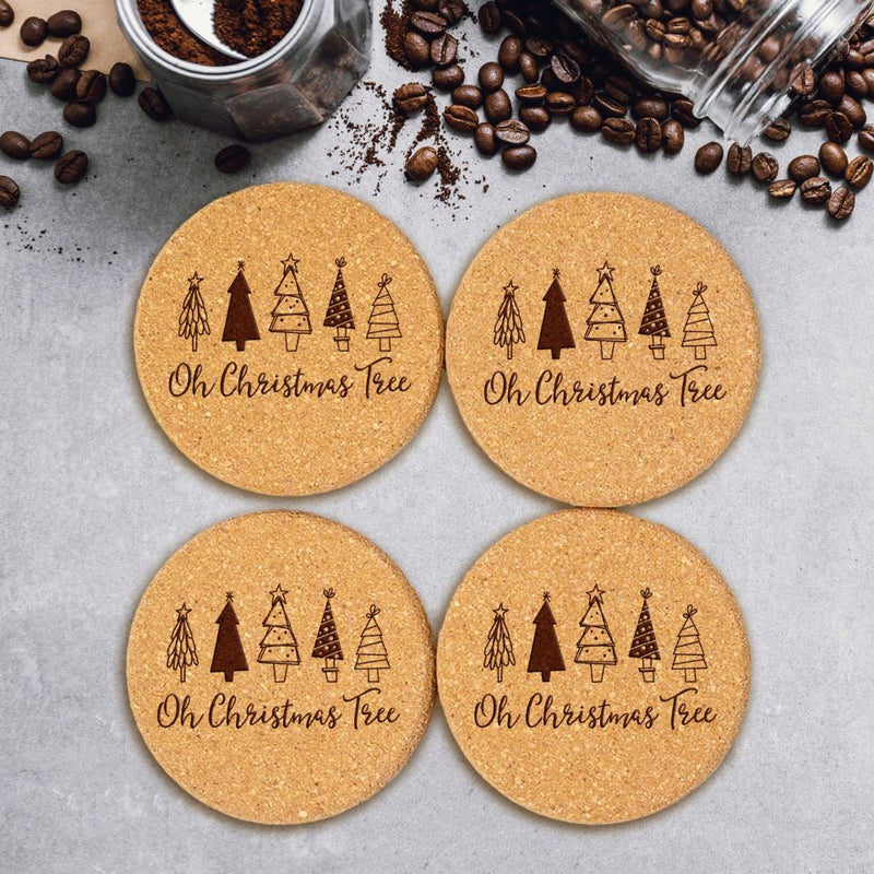 Personalized Christmas Cork Coasters