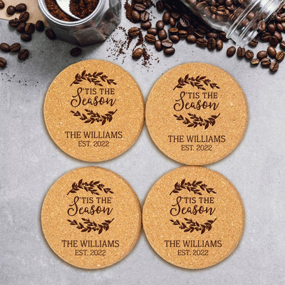 Personalized Christmas Cork Coasters
