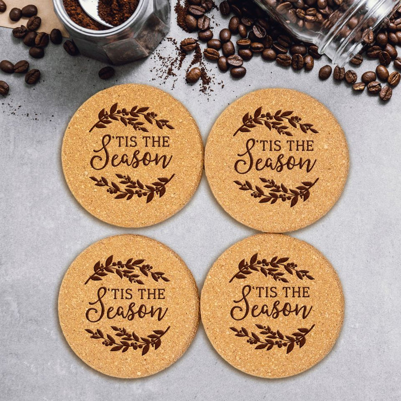 Personalized Christmas Cork Coasters