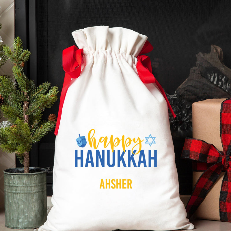 Personalized Hanukkah Drawstring Gift Bags