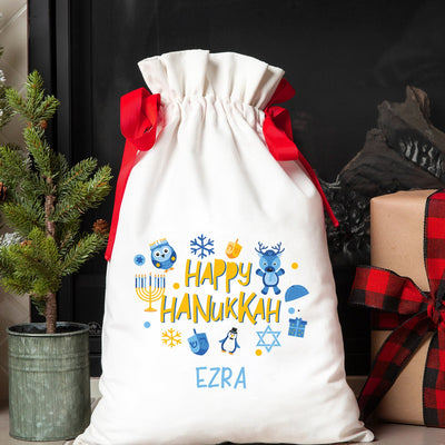 Personalized Hanukkah Drawstring Gift Bags