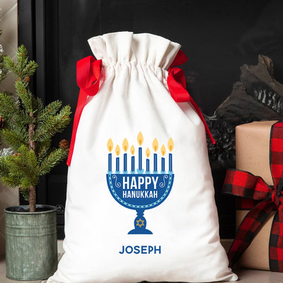 Personalized Hanukkah Drawstring Gift Bags