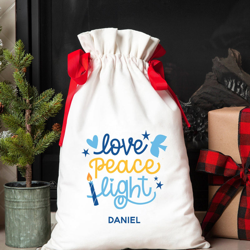 Personalized Hanukkah Drawstring Gift Bags