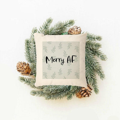 Merry AF Funny Christmas Throw Pillow Covers -  - JDS