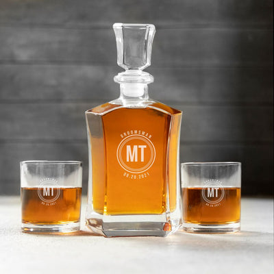 Personalized Glass Whiskey Decanter - Original Groomsmen Designs