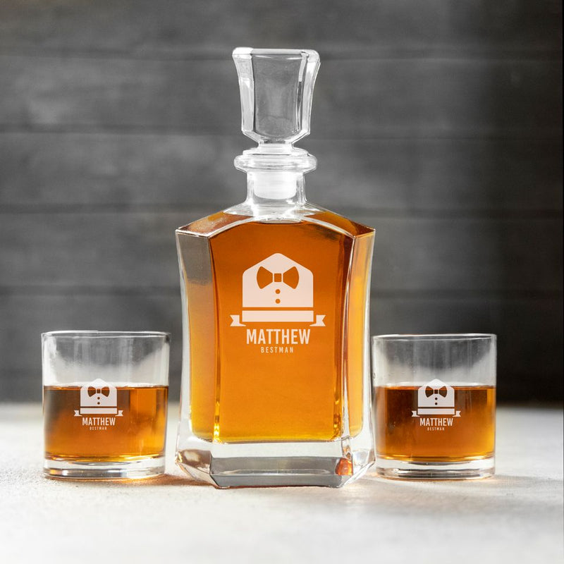 Personalized Glass Whiskey Decanter - Original Groomsmen Designs