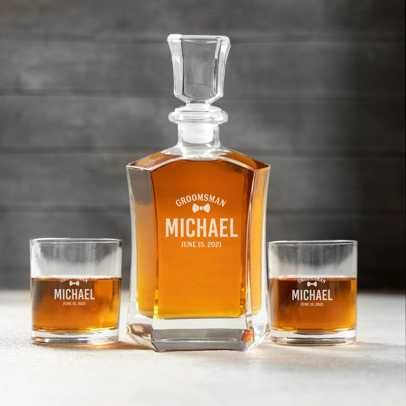 Personalized Glass Whiskey Decanter - Original Groomsmen Designs