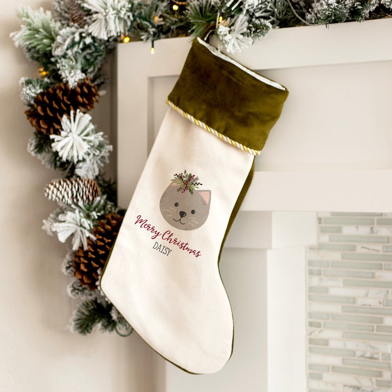 Personalized Velvet-trimmed Christmas Pet Stockings