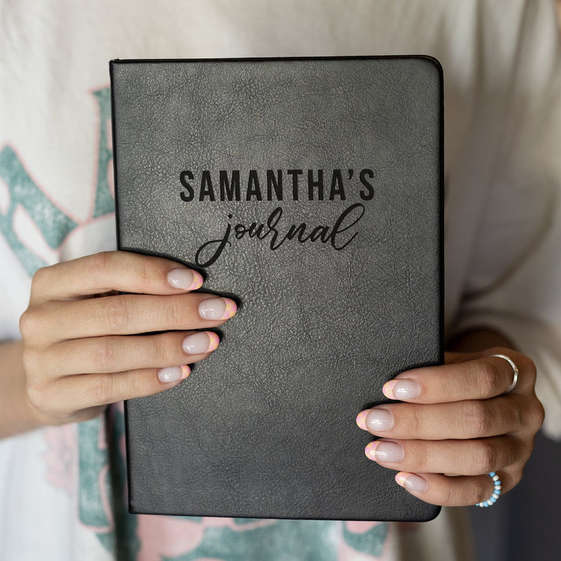 Personalized Black Faux Leather Journals
