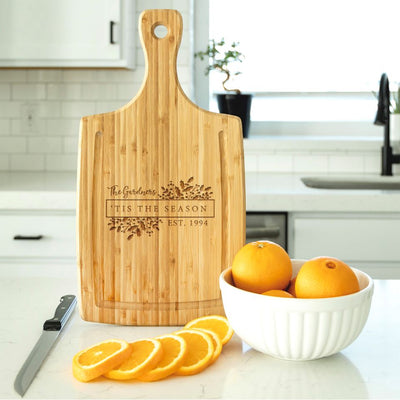 Personalized Large Handled Cutting Board with Juice Grooves - Holiday Collection