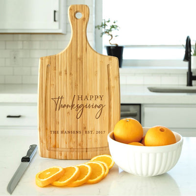 Personalized Large Handled Cutting Board with Juice Grooves - Holiday Collection