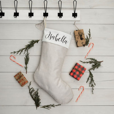 Personalized Cotton Stocking with Tassel - Printed Name