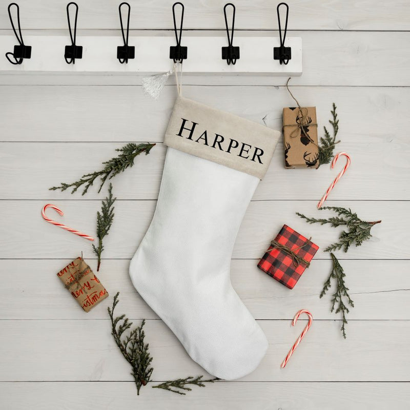 Personalized Cotton Stocking with Tassel - Printed Name