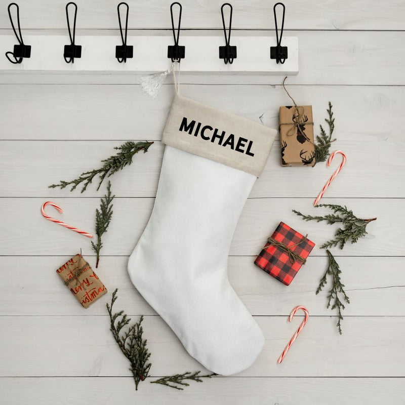 Personalized Cotton Stocking with Tassel - Printed Name
