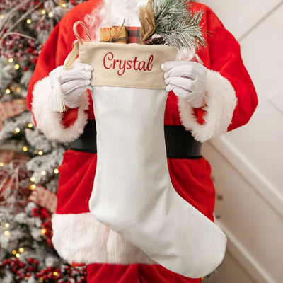 Personalized Embroidered Cotton Stockings with Tassel