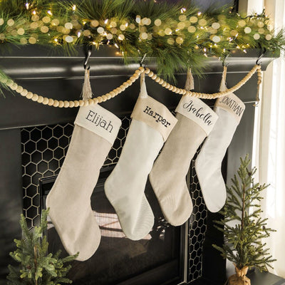 Personalized Cotton Stocking with Tassel - Printed Name