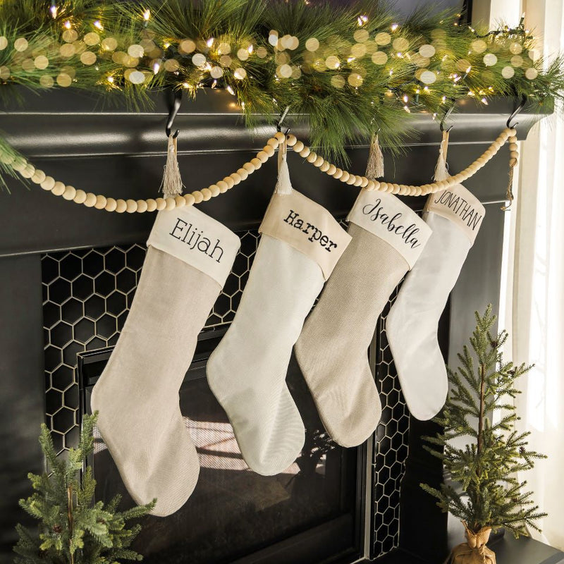 Personalized Cotton Stocking with Tassel - Printed Name