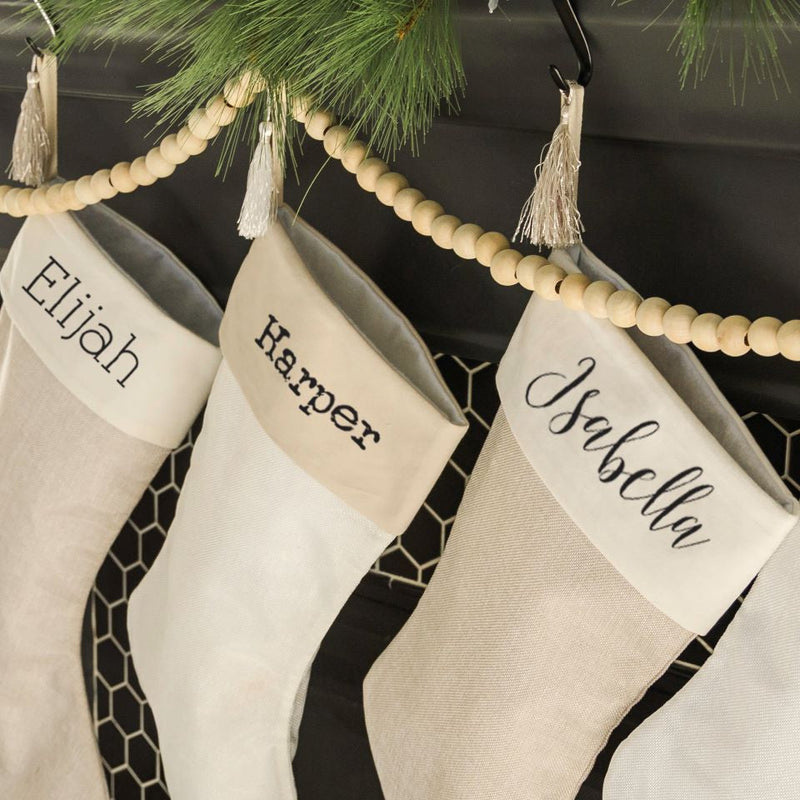 Personalized Cotton Stocking with Tassel - Printed Name