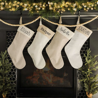 Personalized Cotton Stocking with Tassel - Printed Name