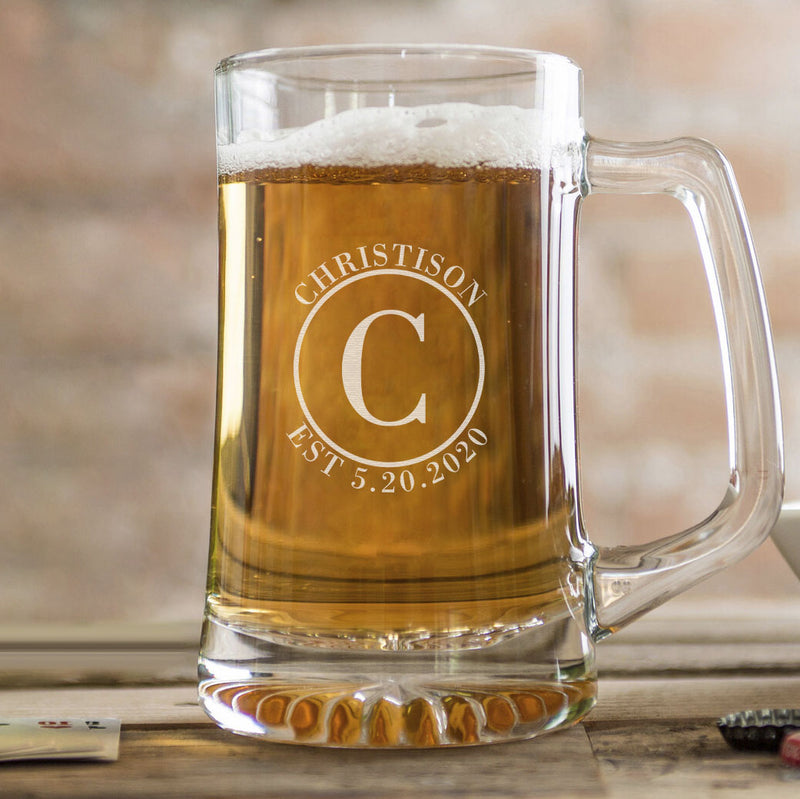 Personalized Monogram 25 oz. Beer Mug - 6 Designs