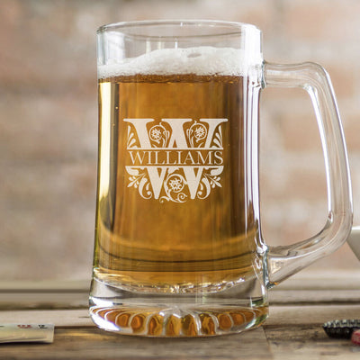 Personalized Monogram 25 oz. Beer Mug - 6 Designs