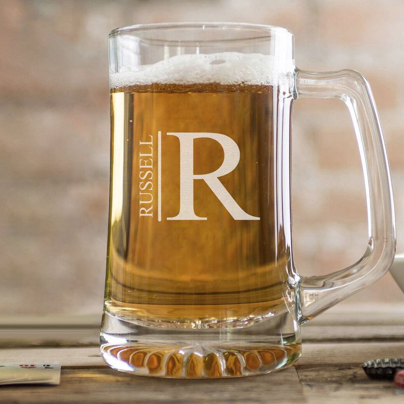 Personalized Monogram 25 oz. Beer Mug - 6 Designs