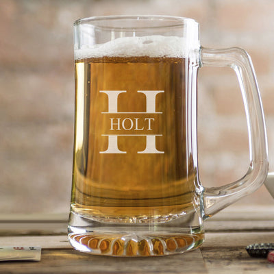 Personalized Monogram 25 oz. Beer Mug - 6 Designs