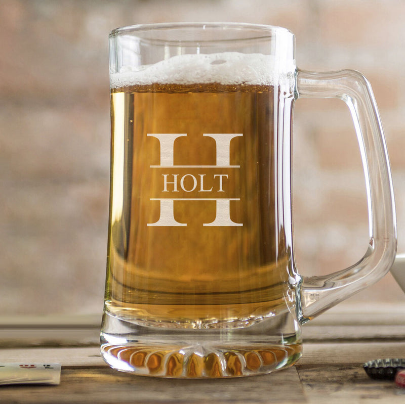 Personalized Monogram 25 oz. Beer Mug - 6 Designs
