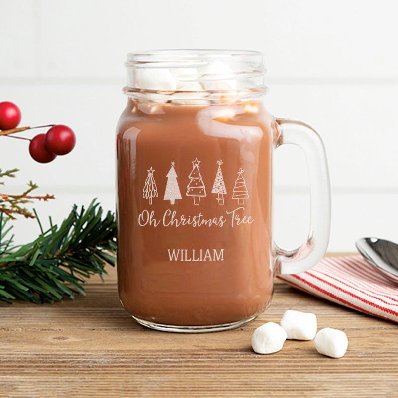 Personalized Christmas Mason Jar Mugs