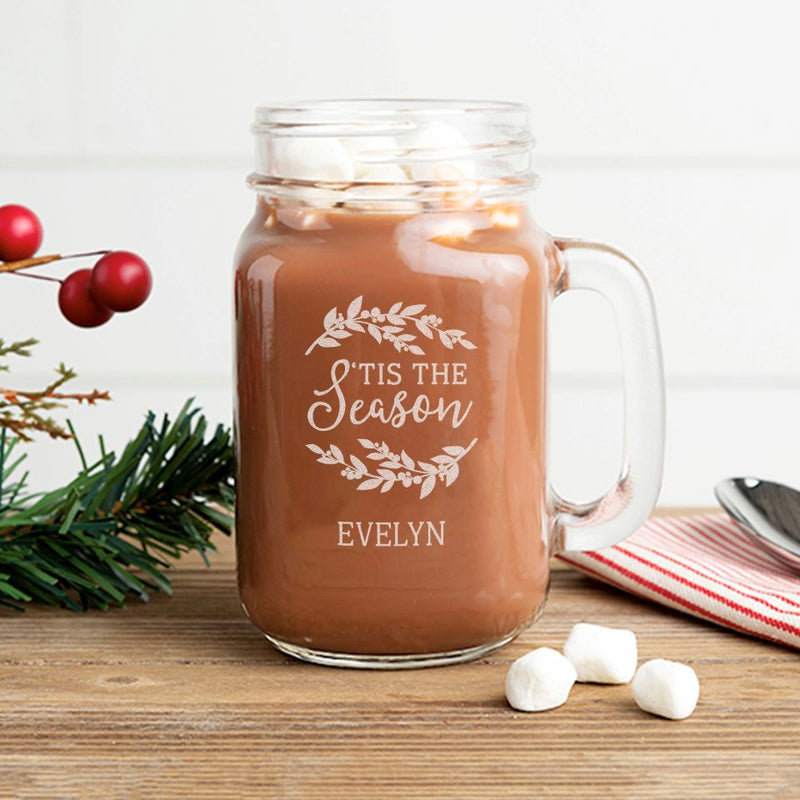 Personalized Christmas Mason Jar Mugs