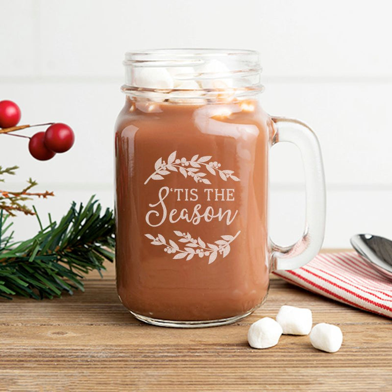 Tis the Season Mason Jar Mugs