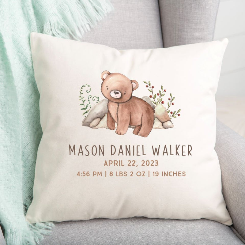 Personalized Baby Stats Throw Pillow Covers