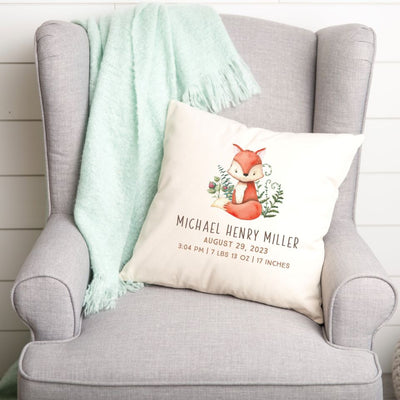 Personalized Baby Stats Throw Pillow Covers