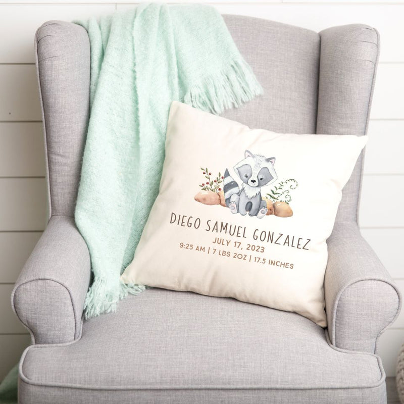 Personalized Baby Stats Throw Pillow Covers