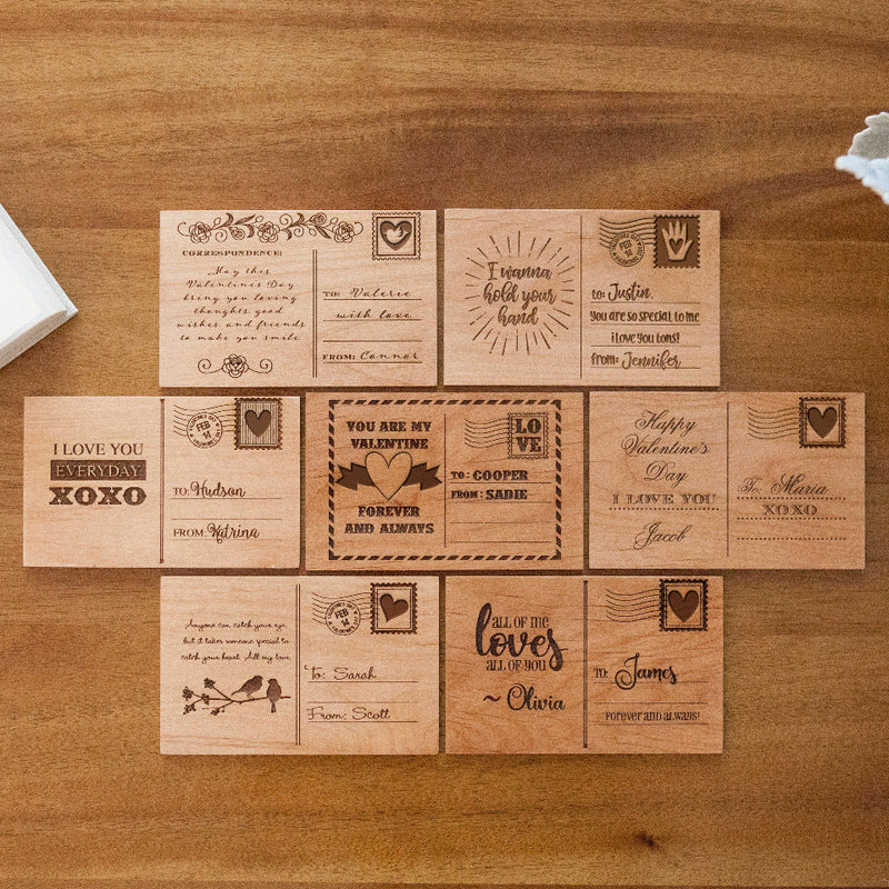 Personalized Love-themed Wooden Postcards