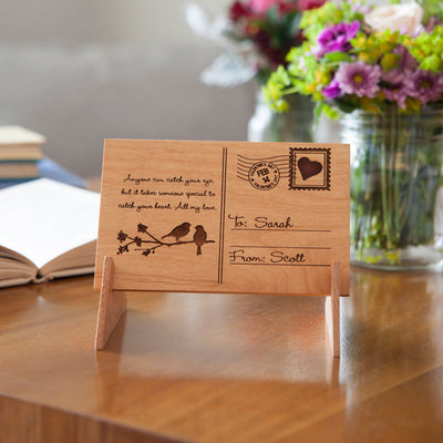 Personalized Love-themed Wooden Postcards