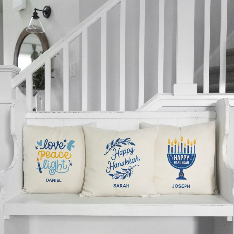 Personalized Hanukkah Throw Pillow Covers