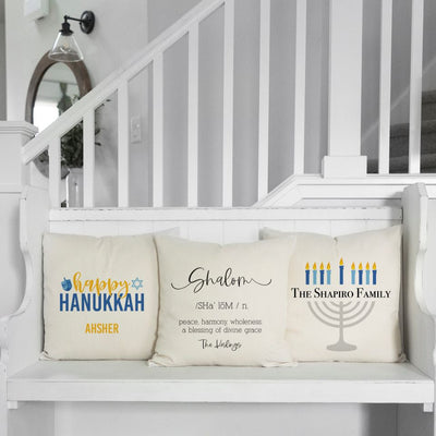 Personalized Hanukkah Throw Pillow Covers