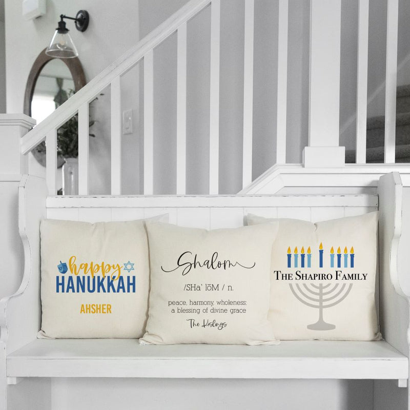 Personalized Hanukkah Throw Pillow Covers