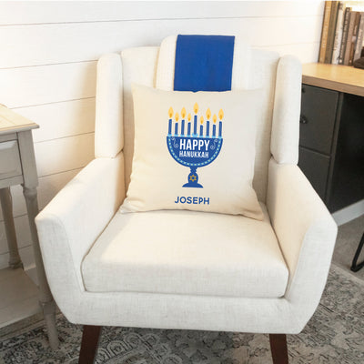 Personalized Hanukkah Throw Pillow Covers