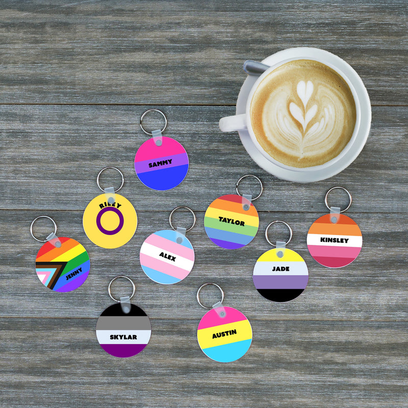 Personalized LGBTQ+ Pride Flags Circle Key Chains