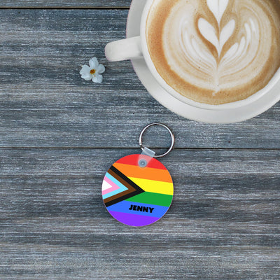 Personalized LGBTQ+ Pride Flags Circle Key Chains