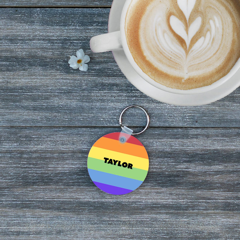 Personalized LGBTQ+ Pride Flags Circle Key Chains