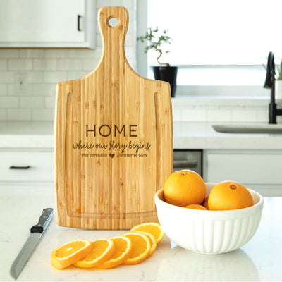 Personalized Large Handled Cutting board with Juice Grooves - Modern Collection