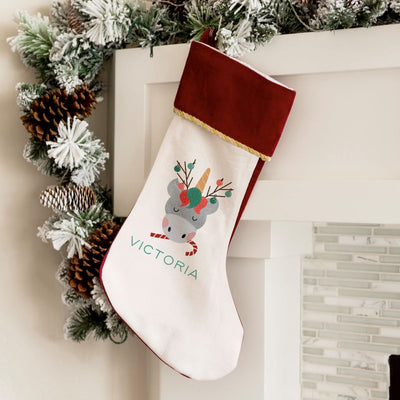 Personalized Merry and Bright Velvet-trimmed Christmas Stockings