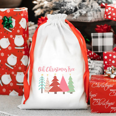 Personalized Drawstring Santa Gift Bags for Girls