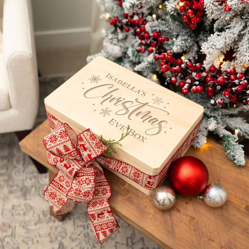 Personalized Christmas Eve Pine Wooden Boxes